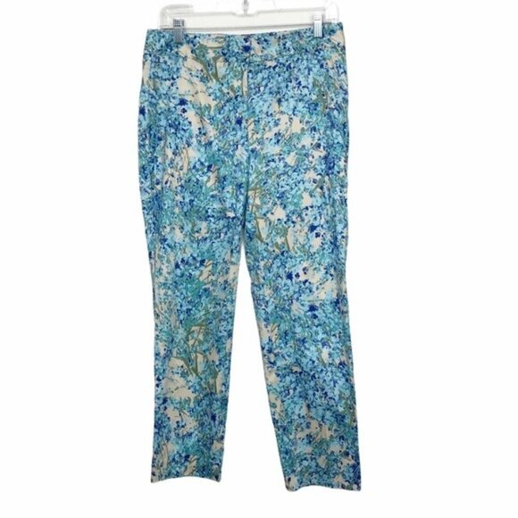Talbots Blue Beige Floral Ankle Dress Pants - Picture 1 of 7